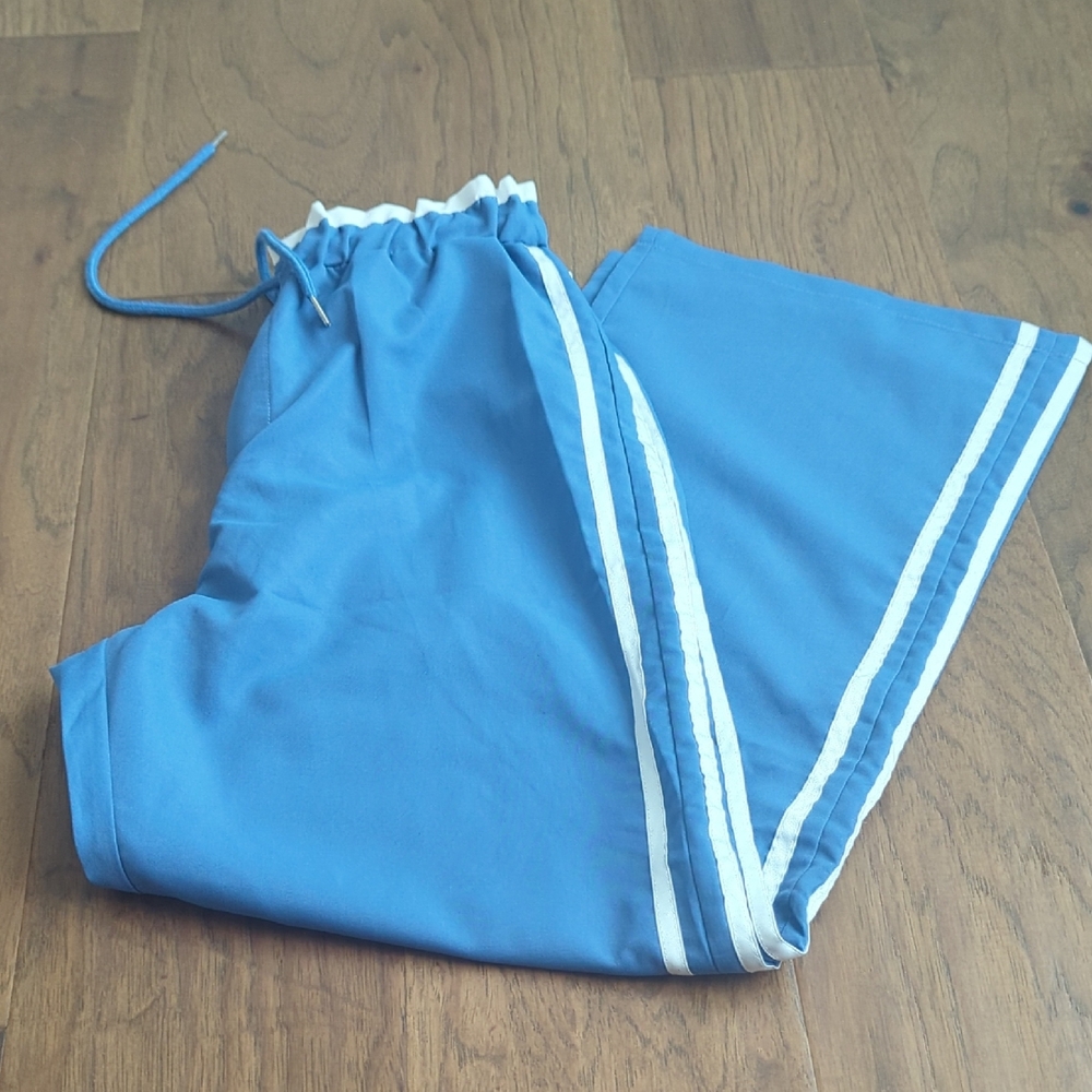 SHEIN Blue Track Pants with White Stripes